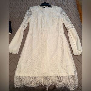Eilly Bazar White Lace Long Sleeve Dress. NWT